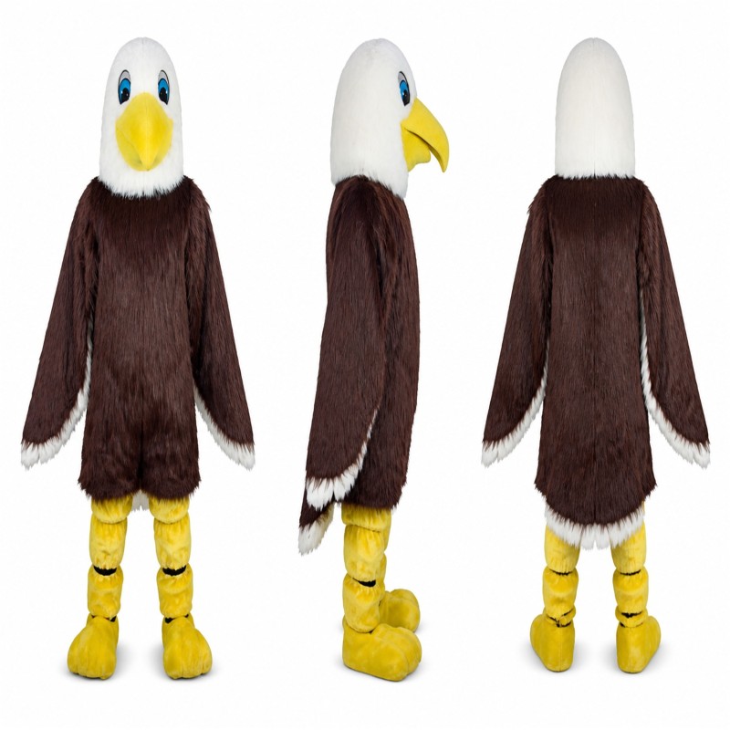 Bald Eagle Mascot Costume in Brown with White Head Adult