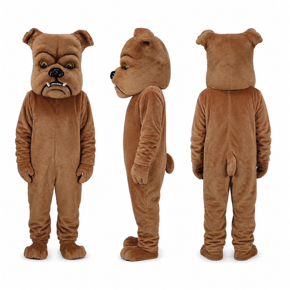 Bulldog Mascot Costume in Brown with Wrinkled Face Adult Bulldog Mascot Costume in Brown with Wrinkled Face Adult