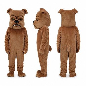 Bulldog Mascot Costume in Brown with Wrinkled Face Adult