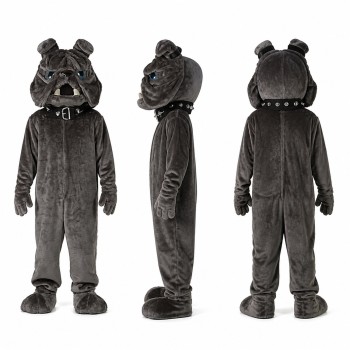 Bulldog Mascot Costume in Gray with Wrinkled Face Adult