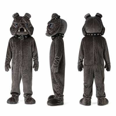 Bulldog Mascot Costume in Gray with Wrinkled Face Adult