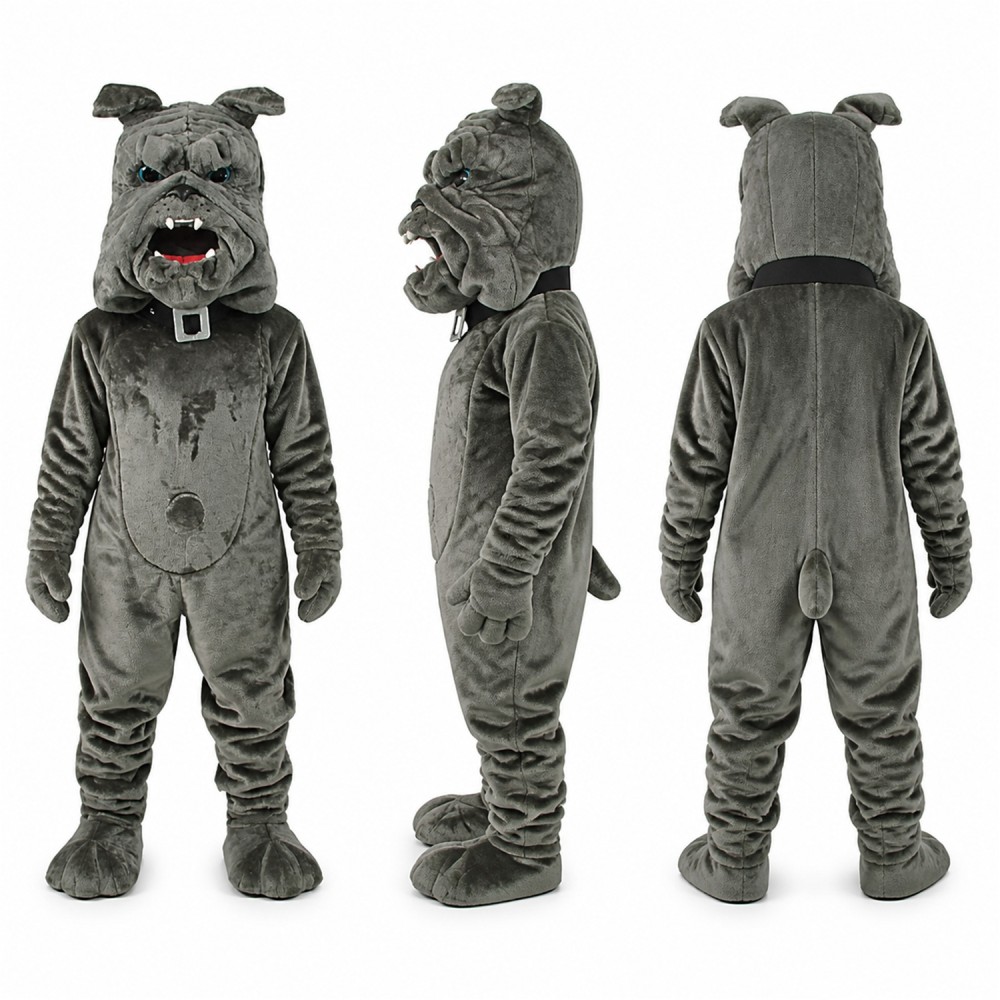 Bulldog Mascot Costume in Gray with Red Tongue Adult Bulldog Mascot Costume in Gray with Red Tongue Adult