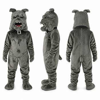 Bulldog Mascot Costume in Gray with Red Tongue Adult