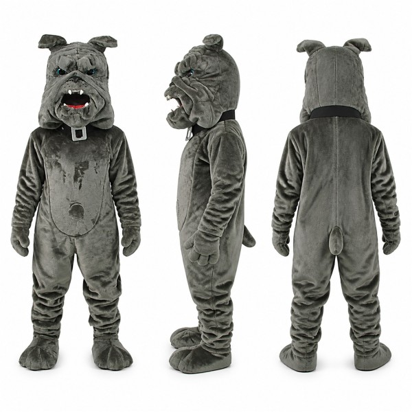 Bulldog Mascot Costume in Gray with Red Tongue Adult