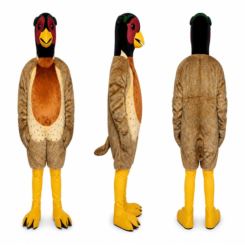 Turkey Mascot Costume in Brown with Red Face Adult