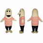 Bean Character Mascot Costume in Gray with Red Striped Shirt Adult