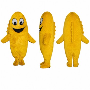 Bean Character Mascot Costume in Yellow with Smiling Face Adult