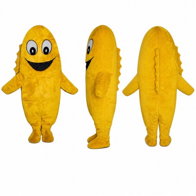 Bean Character Mascot Costume in Yellow with Smiling Face Adult