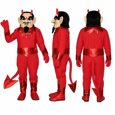 Devil Mascot Costume in Red with Horns and Tail Adult