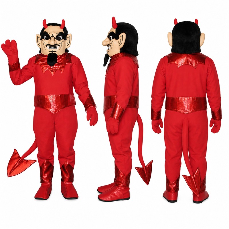 Devil Mascot Costume in Red with Horns and Tail Adult