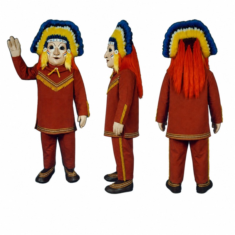 Medieval Noble Mascot Costume in Red with Blue Headpiece Adult