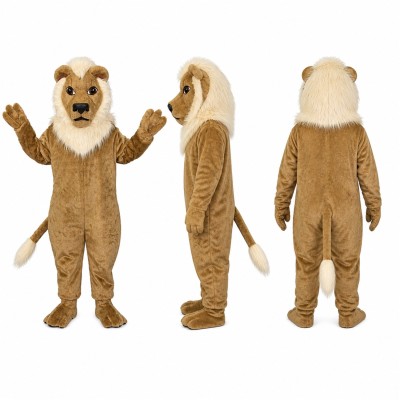 Lion Mascot Costume in Tan with Cream Belly Adult