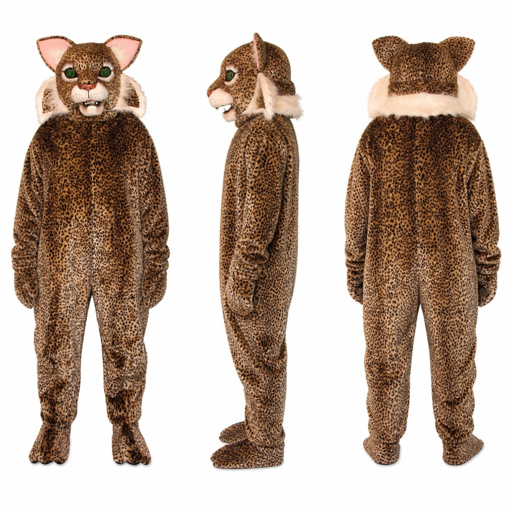 Lynx Mascot Costume with Spotted Brown Fur and Large Ears Adult Lynx Mascot Costume with Spotted Brown Fur and Large Ears Adult