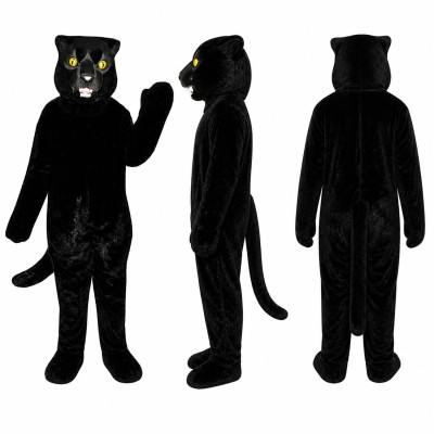 Black Panther Mascot Costume with Yellow Eyes Adult