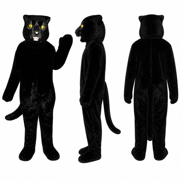 Black Panther Mascot Costume with Yellow Eyes Adult