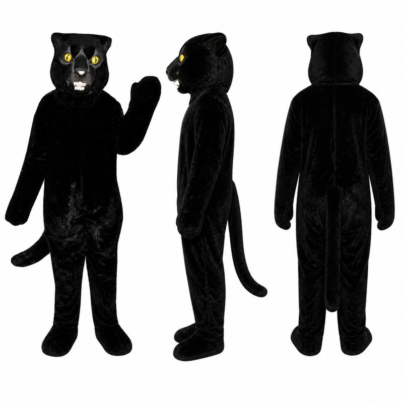 Black Panther Mascot Costume with Yellow Eyes Adult