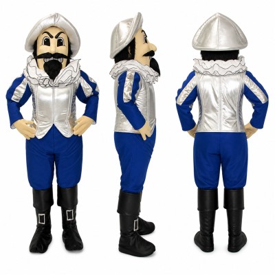 Colonial Gentleman Mascot Costume in Blue and White Adult