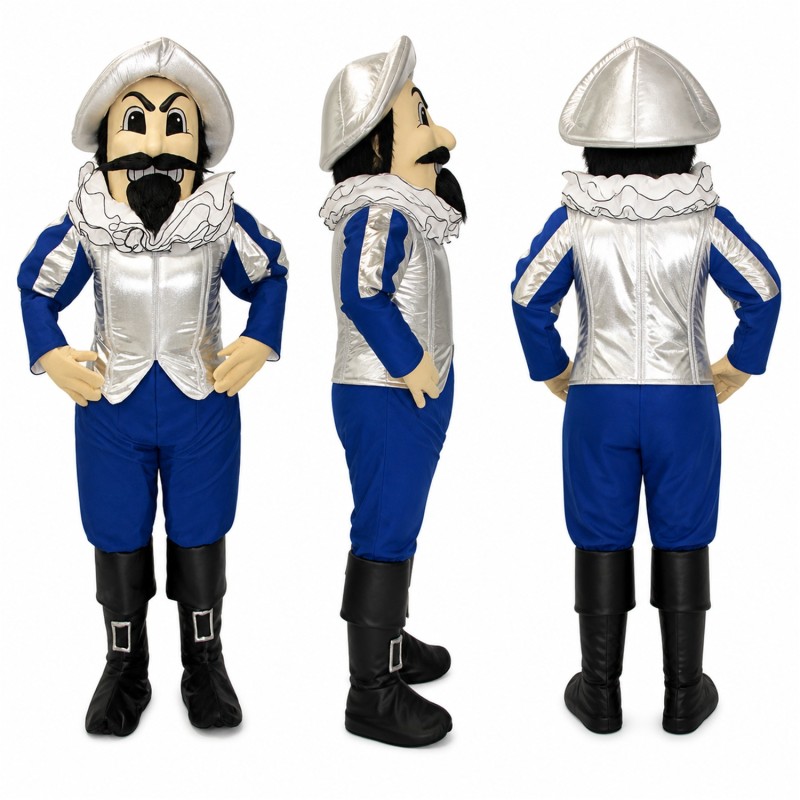 Colonial Gentleman Mascot Costume in Blue and White Adult