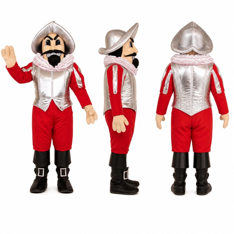 Colonial Gentleman Mascot Costume in Red and White Adult