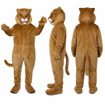 Cougar Mascot Costume in Tan with Cream Belly Adult