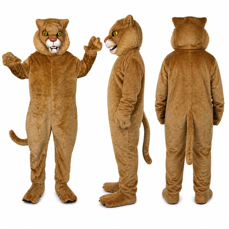 Cougar Mascot Costume in Tan with Cream Belly Adult