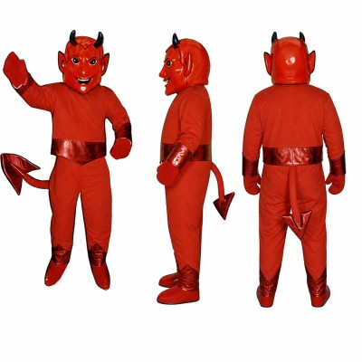 Devil Mascot Costume in Red with Horns and Arrow Tail Adult