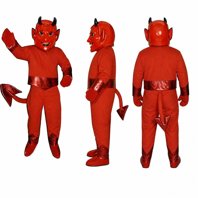 Devil Mascot Costume in Red with Horns and Arrow Tail Adult