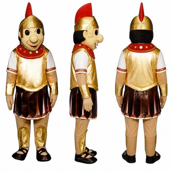 Gladiator Mascot Costume in Gold with Red Plume Adult
