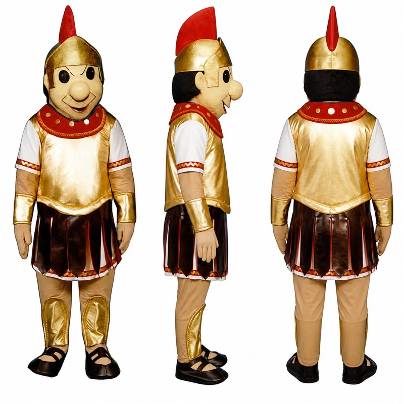 Gladiator Mascot Costume in Gold with Red Plume Adult