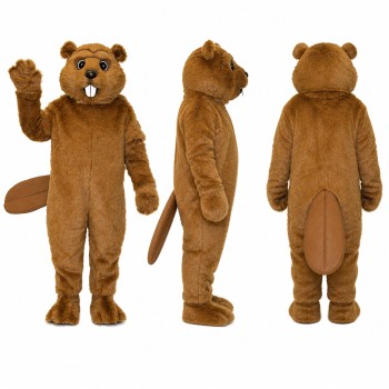 Beaver Mascot Costume in Brown with Flat Tail Adult