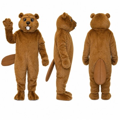 Beaver Mascot Costume in Brown with Flat Tail Adult