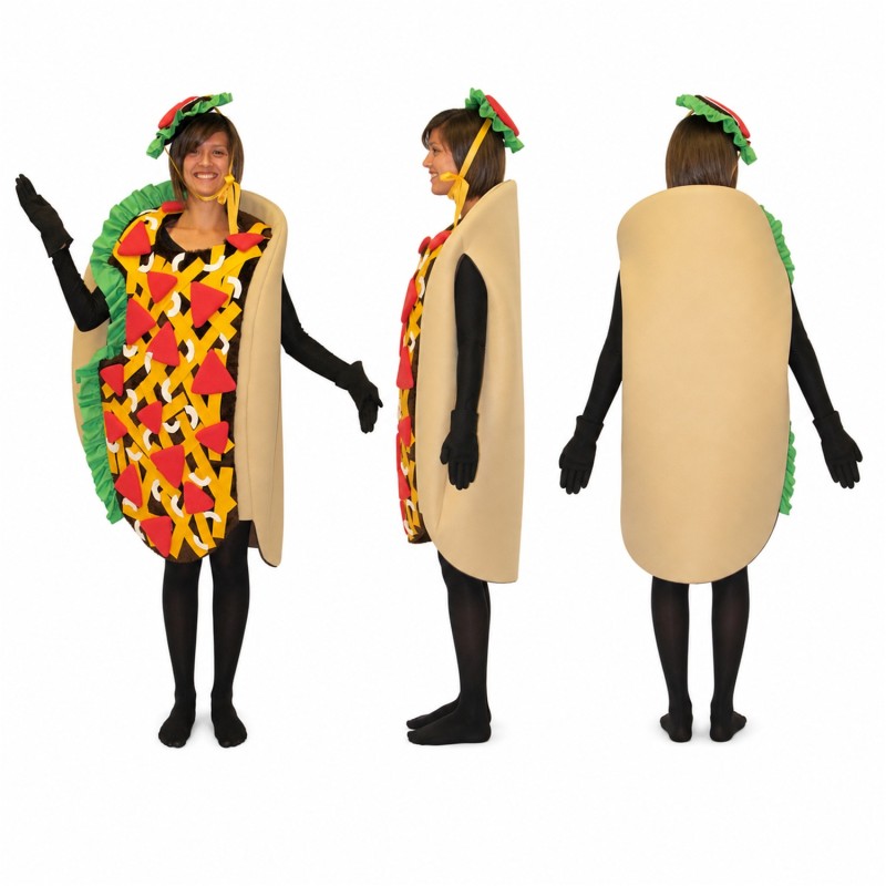 Taco Mascot Costume with Colorful Toppings Adult