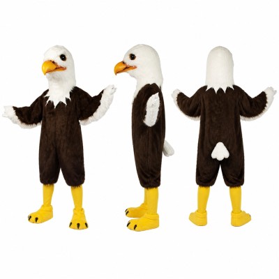 Bald Eagle Mascot Costume in Brown and White with Spread Wings Adult