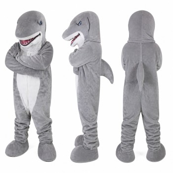 Shark Mascot Costume in Gray and White with Toothy Grin Adult