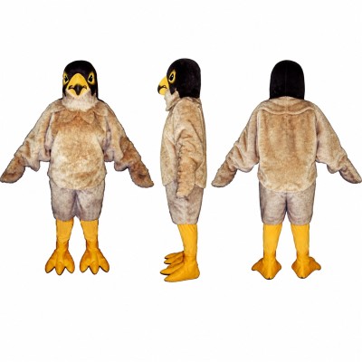 Hawk Mascot Costume in Tan and Brown with Yellow Feet Adult