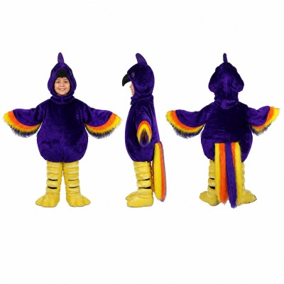 Bird Mascot Costume in Purple with Rainbow Wings Adult