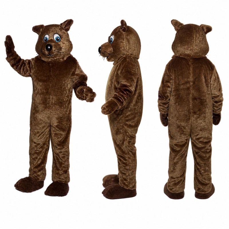 Wild Boar Mascot Costume in Brown with Dark Snout Adult