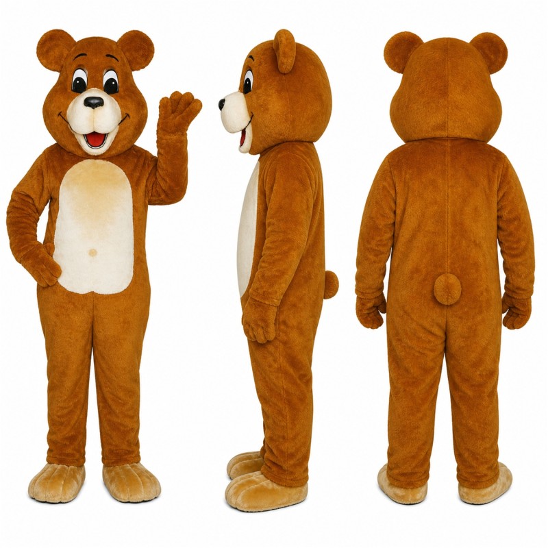 Bear Mascot Costume in Brown with Cream Belly Adult