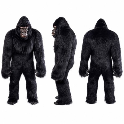 Gorilla Mascot Costume in Black with Long Arms Adult