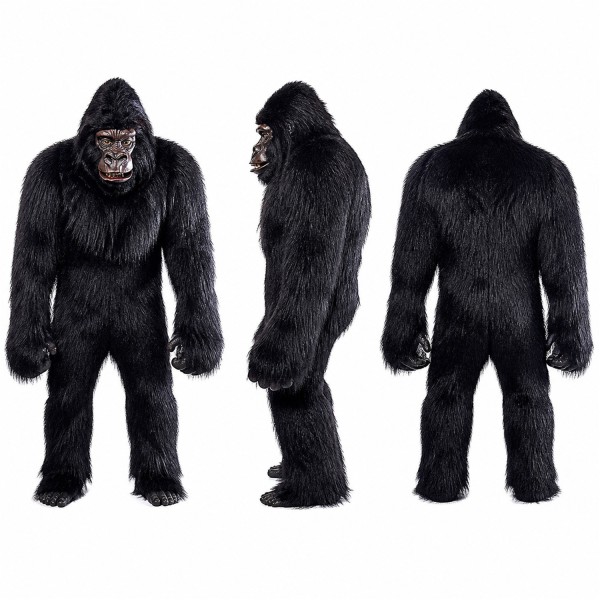 Gorilla Mascot Costume in Black with Long Arms Adult