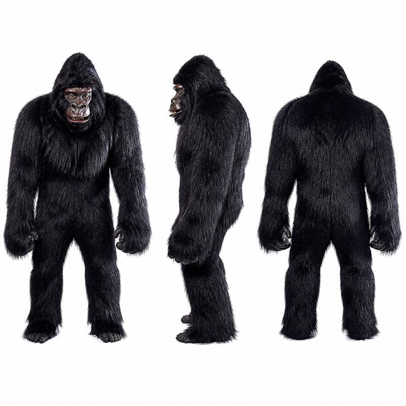 Gorilla Mascot Costume in Black with Long Arms Adult