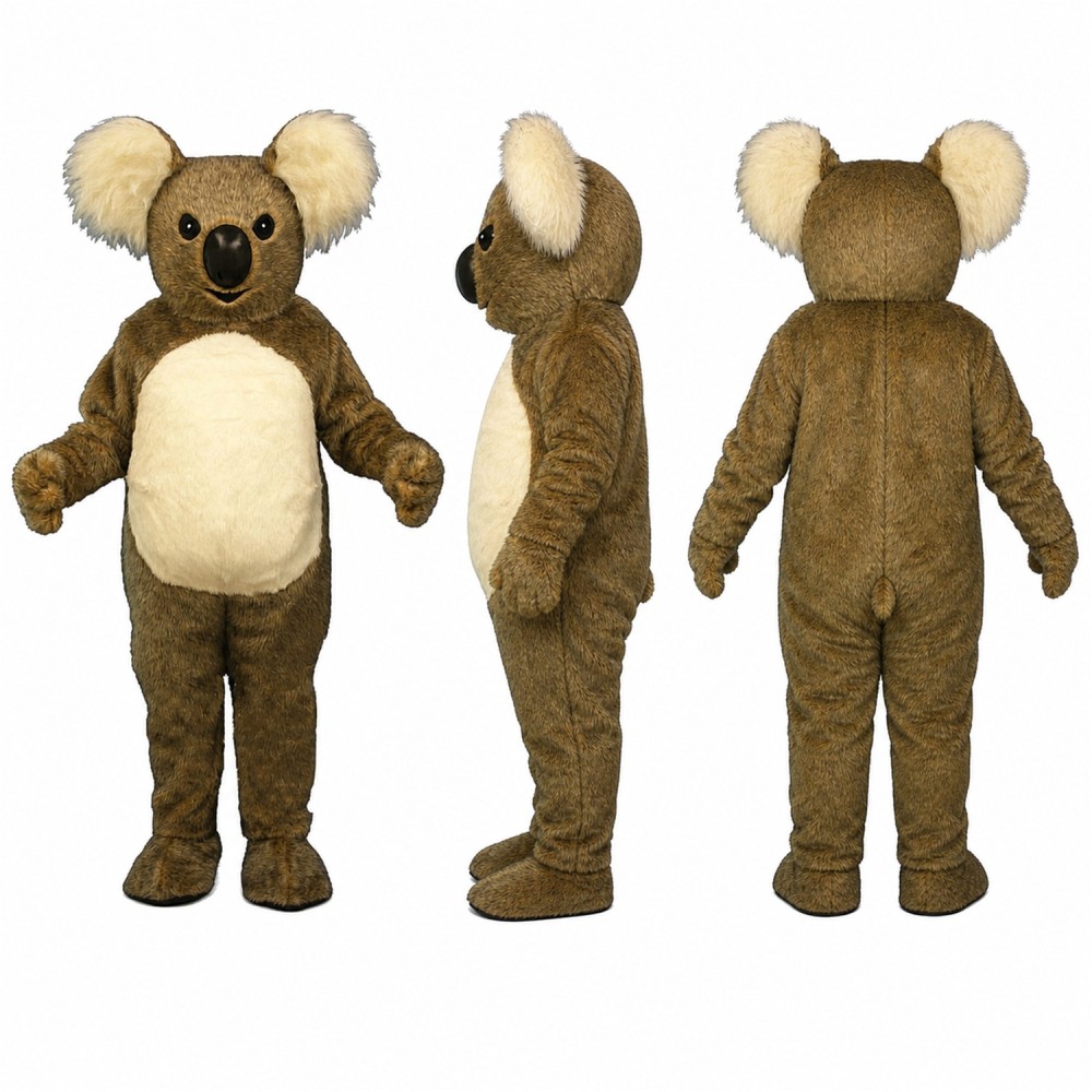 Koala Mascot Costume in Brown with Cream Belly and Large Ears Adult Koala Mascot Costume in Brown with Cream Belly and Large Ears Adult