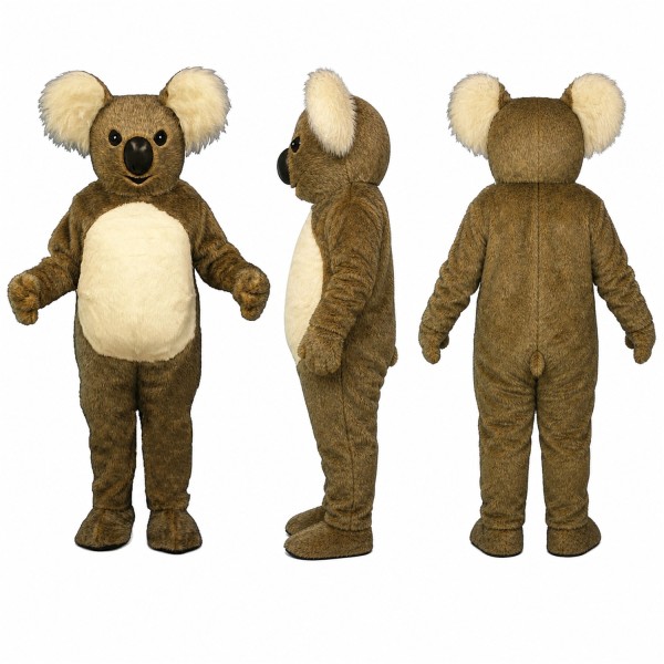 Koala Mascot Costume in Brown with Cream Belly and Large Ears Adult