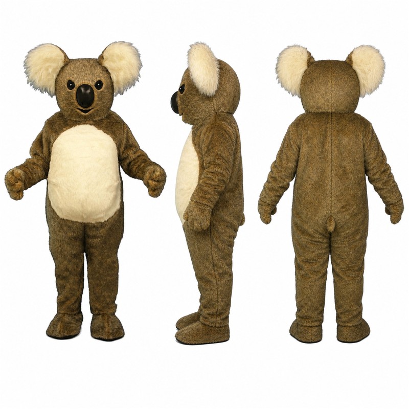 Koala Mascot Costume in Brown with Cream Belly and Large Ears Adult