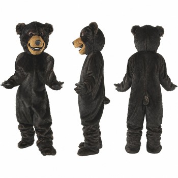 Black Bear Mascot Costume with Tan Muzzle and Open Paws Adult