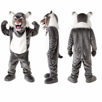 Wolf Mascot Costume in Gray and White with Roaring Face Adult