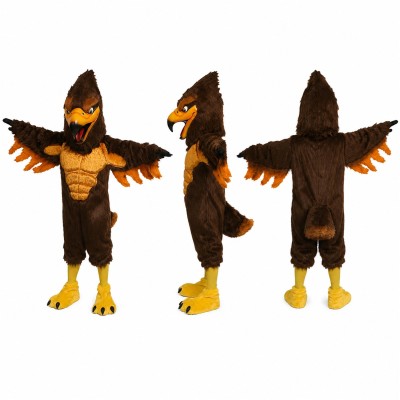 Eagle Mascot Costume in Brown and Black with Spread Wings Adult