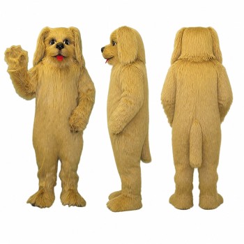 Shaggy Dog Mascot Costume in Tan with Dark Muzzle Adult