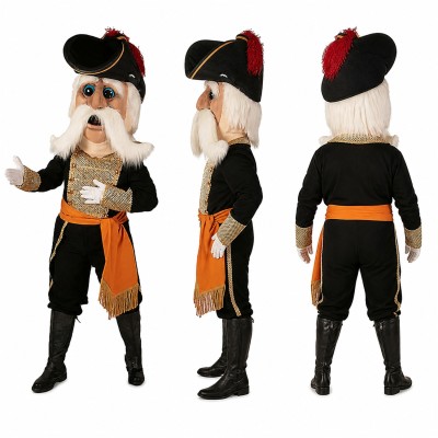 Pirate Woman Mascot Costume in Black and Red with Tricorn Hat Adult