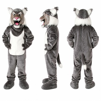 Wolf Mascot Costume in Gray and White with Roaring Face Adult